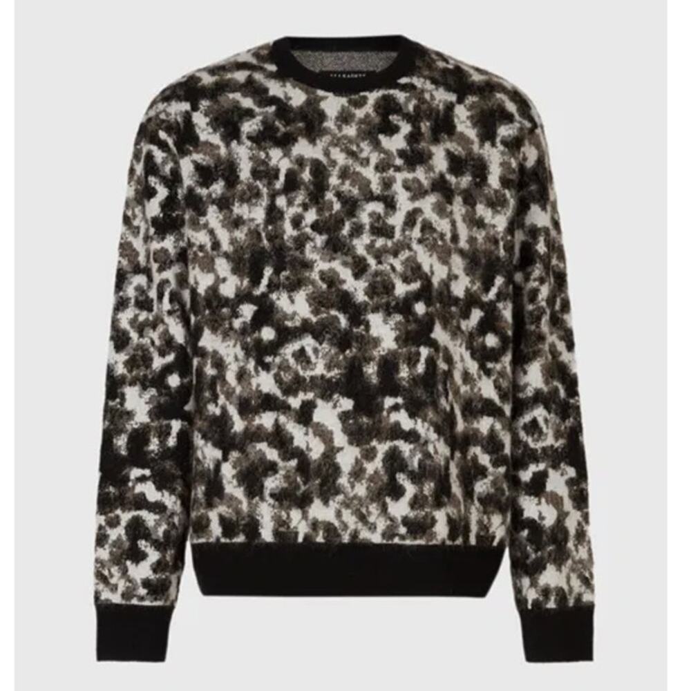 AllSaints Tortis Crew Jumper Sweater Black Brown Size Medium